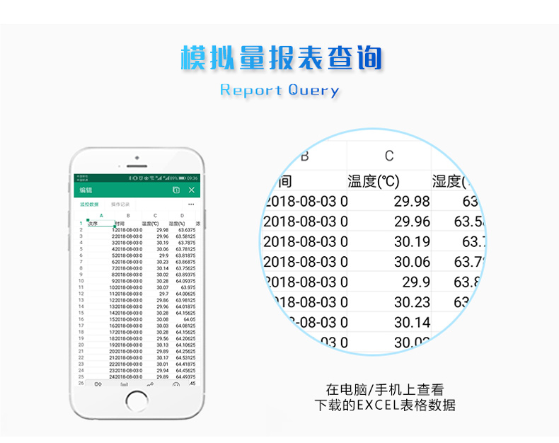 lora系列温度/湿度采集模块模拟量报表查询