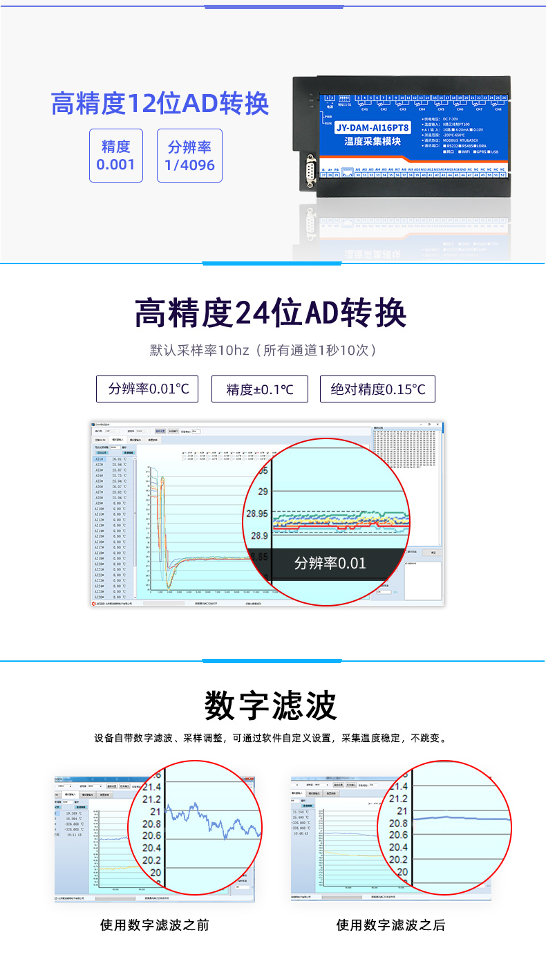 JY-DAM-AI16PT8 温度采集模接线说明