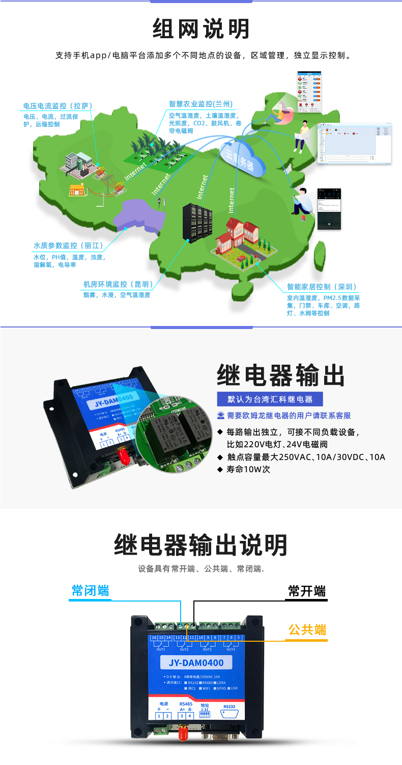 云平台 GPRS-0400 远程智能控制器 继电器输出说明