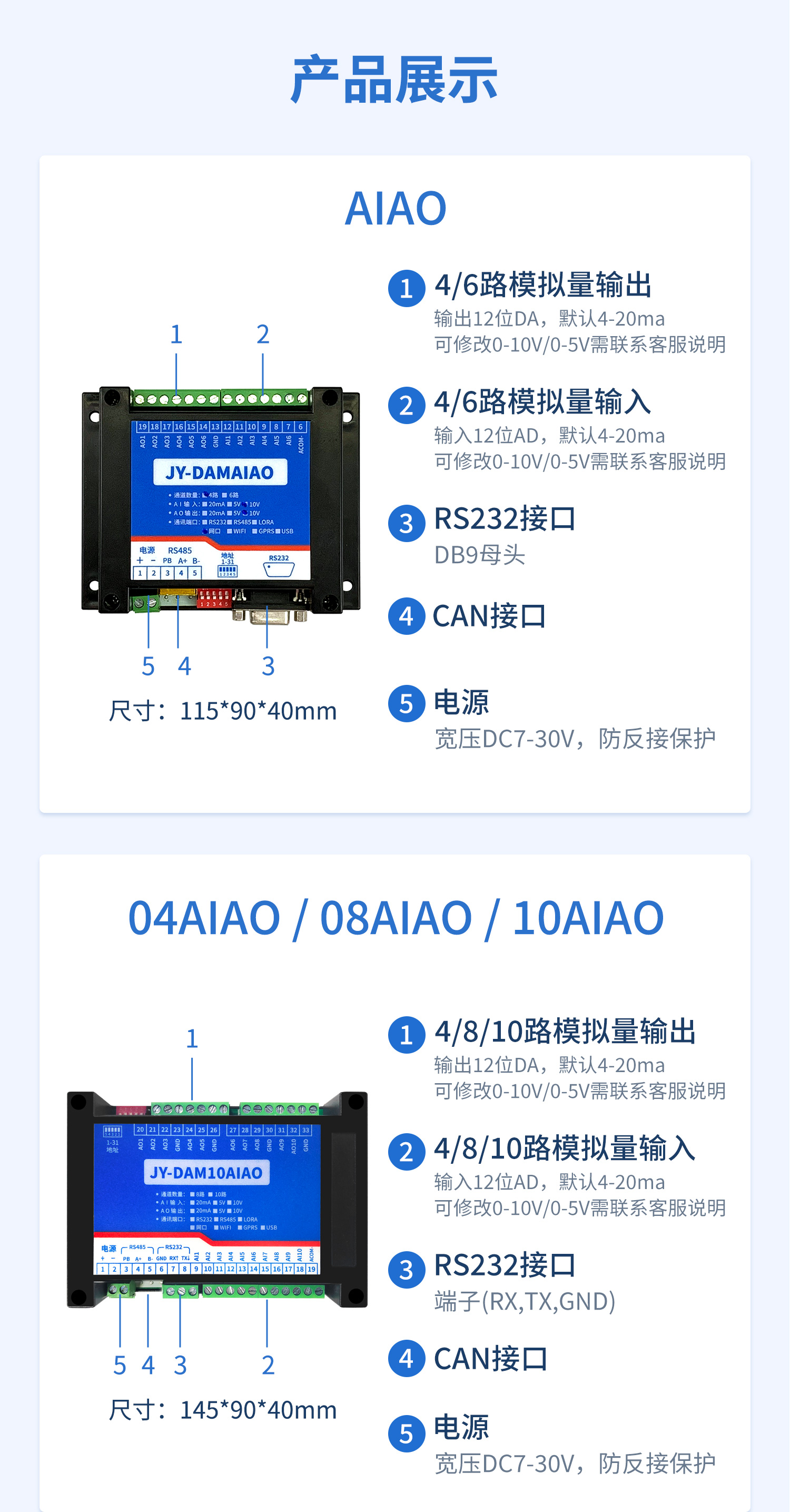 CAN通讯模拟量输入输出模块