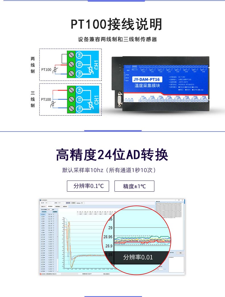 LoRaPT16 LoRa无线测温模块接线说明