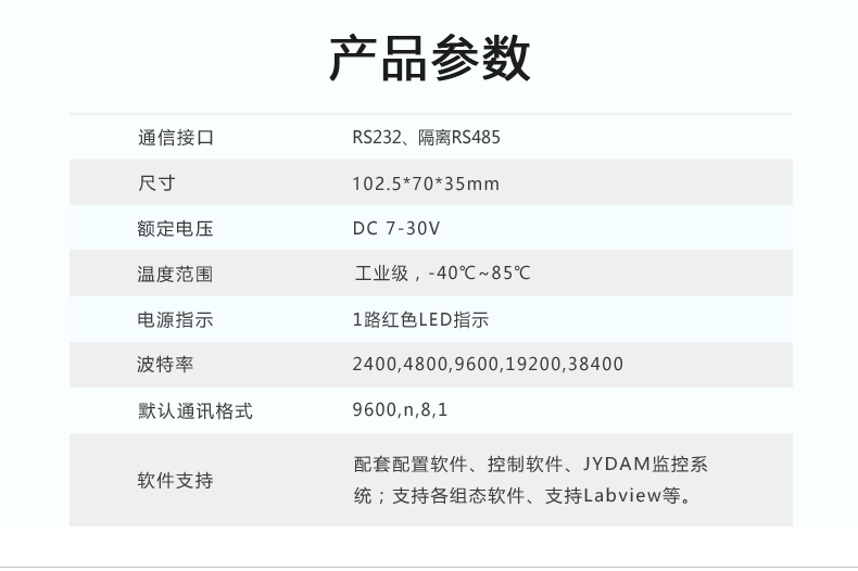 DAM0600AI-YD 模拟量采集模块产品参数