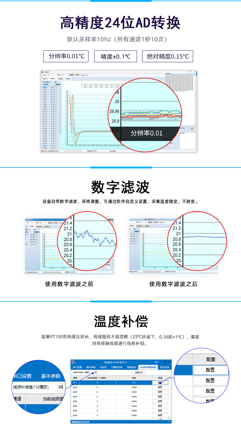 DAM-1AI16PT8 温度采集模块接线说明 DAM-1AI16PT8 温度采集模块接线说明