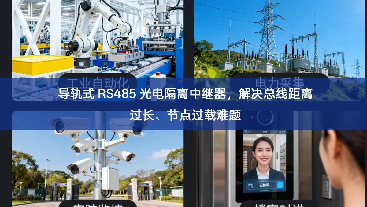 导轨式 RS485 光电隔离中继器,解决总线距离过长、节点过载难题 导轨式 RS485 光电隔离中继器,解决总线距离过长、节点过载难题